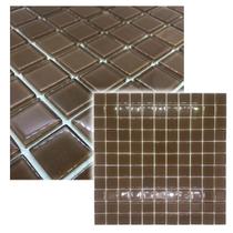 Pastilha De Vidro Para Piscina Cozinha Banheiro Parede Marrom Chocolate Lisa 30x30cm - La Bella Griffe