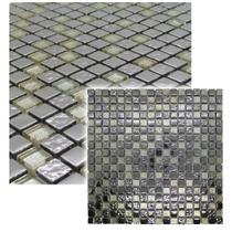 Pastilha de Vidro Prata Efeito Metalizado Mescla 30x30cm - La Bella Griffe