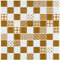 Pastilha de vidro PW4004 PATCHWORK MARROM BCO 29,2x29,2cm