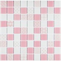 Pastilha de vidro PW4006 - PATCHWORK ROSA/BCO 29,2x29,2cm Pastilha de vidro PW4006 - PATCHWORK ROSA/BCO 29,2x29,2cm