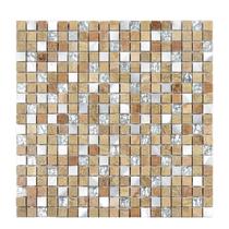 Pastilha Mesclada de Mármore, Vidro e Alumínio 31cm x 31cm Stone Glass Mosaic (Placas)