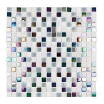 Pastilha Mesclada de Mármore, Vidro e Inox 30,5cm x 30,5cm Tiffany Glass Mosaic (Placas)