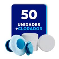 Pastilha sanitizante 200g 5 em 1 para limpeza de piscina 50 unidades e flutuador