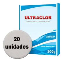 Pastilhas Cloro 200g Ultraplor Para Piscinas Kit 20 Peças Lenta Liberação