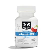Pastilhas de 500 mcg de vitamina B12 100 unidades 365 da Whole Foods Pastilhas de 500 mcg de vitamina B12 100 unidades 365 da Whole Foods
