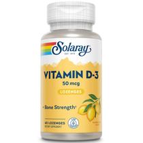 Pastilhas de vitamina D3 SOLARAY 50mcg - 2000 UI de sabor natural de limão