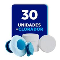 Pastilhas sanitizante 200g 5 em 1 para limpeza de piscina 30 unidades e flutuador