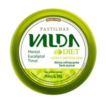 Pastilhas Valda Diet Citrus Mentolado Sem Açúcar 50g Pastilhas Valda Diet Citrus Mentolado Sem Açúcar 50g