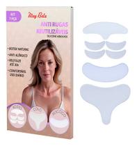 Patch Anti Rugas Silicone Reutilizável 7 Peças Muy Bela Efeito Lifting Natural Estimula Colágeno Para Rosto, Pescoço e Colo