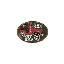 Patch Bordado 4X4 Off Road Vermelho Com Fecho De Contato