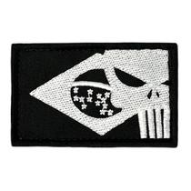 Patch bordado bandeira do brasil caveira negativa