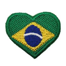 Patch Bordado Brasil Coração Termocolante Aplique 4x3cm