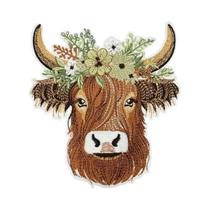 Patch Bordado De Gado Highland Em Estilo Cartoon, Adesivo Termocolante Para Roupas, Boné, Bolsa,