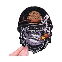 Patch Bordado De Macaco Fumante Estilo Punk, Animal Feroz, Termocolante DIY Para Roupas E Jaquetas