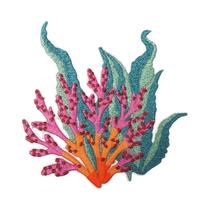 Patch Bordado De Planta Marinha Coral, Emblema Termocolante Para Roupas, Boné, Jaqueta, Chapéu
