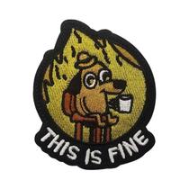 Patch Bordado Engraçado De Cachorro E Gato Bebendo Café Com tiras autocolantes Para Mochila