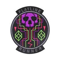 Patch Bordado Gótico Punk Caveira Flatline Runner Termocolante Para Roupas, Bonés, Bolsas, Jaquetas