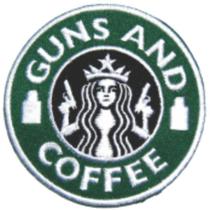 Patch Bordado Guns And Coffee Com Fecho De Contato