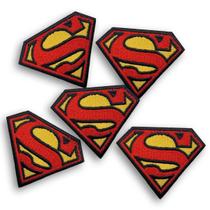 Patch Bordado Kit com 5 Super homem Termocolante Aplique 5x4