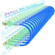 Patch Cables Sokqovt Cat6a Slim 6 pés 10G 550 MHz 28AWG, pacote com 24