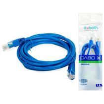 Patch Cord 2 Metros Cabo de Rede CAT5E Azul Exbom