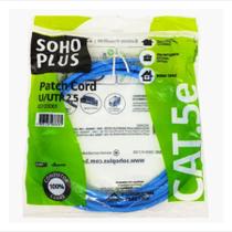 Patch Cord 2,50 Metros Cat5e Sohoplus UUtp Azul Patch Cord 2,50 Metros Cat5e Sohoplus UUtp Azul