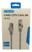 Patch Cord CAT6 Rhos 3m Internet Rápida e Estável, Conector Banhado a Ouro