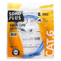 Patch Cord Flexível Cat6 Utp 1,5m Furukawa Sohoplus Lan Azul