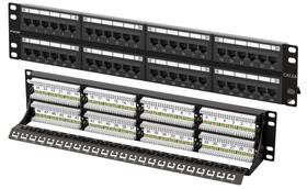 Patch Panel FGB de 48 portas Cat6A de 10 Gbps para rack ou parede de 19"
