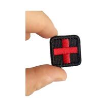 Patch Tático Bordado Cruz Vermelha Com Gancho E Laço Para Primeiros Socorros, Resgate Médico E