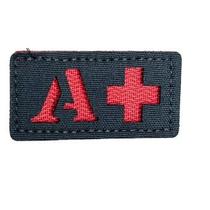 PATCH TIPO SANGUINEO A+ Warfare c/tiras autocolantes - Preto 6cm X 3cm