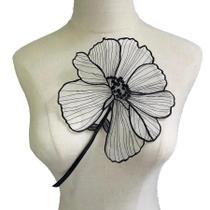 Patches De Bordado De Folhas De Lótus Pretas 27x16CM DIY Para Aplicação Em Roupas E Artesanato