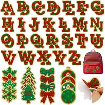 Patches de chenille FOGWOWO 68 unidades de vermelho e verde de Natal