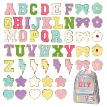 Patches de Letras de Chenille PKWYF - Autoadesivos e Multicoloridos