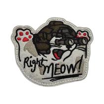 Patches Táticos De Gato Engraçado, Apliques De Tecido Bordado Com Laço De Gancho Para Chapéu,