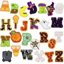 Patches Whaline Halloween Iron-On, 26 peças de letras de desenhos animados de 6,6 cm Patches Whaline Halloween Iron-On, 26 peças de letras de desenhos animados de 6,6 cm
