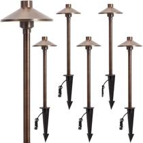 Pathway Lights Gardencoin, 21,9", latão sólido, 12 V, com fio, pacote com 6