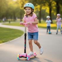 Patinete 03 Rodas Ajustável Meninos e Meninas Luz de Led com Freio