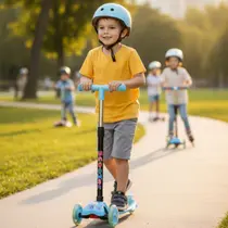Patinete 03 Rodas Ajustável Meninos e Meninas Luz de Led com Freio