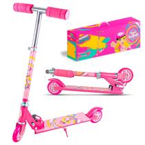 Patinete 2 Rodas Infantil Altura Ajustável Dobrável Cor Rosa Para Crianças