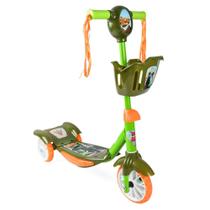 Patinete 3 Rodas com Cesta Dino Fun World Play&Fun Verde