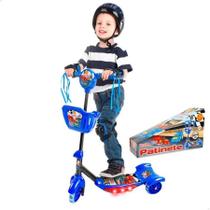 Patinete 3 Rodas Com Cesta Luz E Som Azul Dm Toys