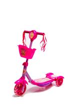 Patinete 3 Rodas Com Som Luz E Cesta Rosa DM Toys