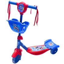 Patinete 3 Rodas Infantil Mickey Minnie Original Disney Zippy Toys Com Cesto Luz Led Música