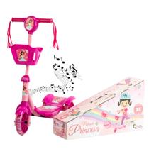Patinete 3 Rodas Infantil Musical Com Luzes E Cesta