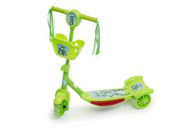 Patinete 3 rodas infantil musical com luzes e cesta robot car verde