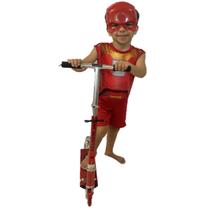 Patinete Alumínio Infantil Vermelho + Fantasia Homem Ferro - DM Toys