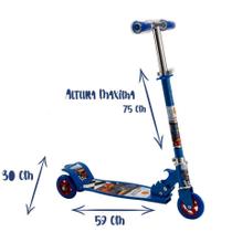 Patinete Azul Ajustável até 75 cm Altura Resiste até 50 kg - DM Toys