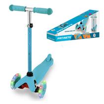 Patinete Azul c Rodas de LED Infantil Altura Ajustável 3 Rodas