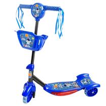 Patinete Cestinha Astronauta Azul Led 35Kg Ajustável Musical